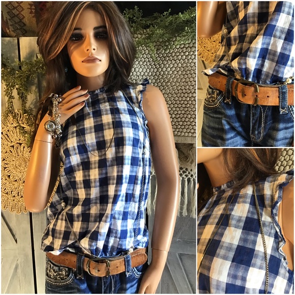 POPSUGAR Tops - Navy Blue Popsugar Plaid Lightweight Popover Tunic